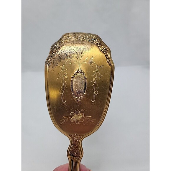 Vintage Gold Vanity Hairbrush Floral Design 10" With Removable Brush - Picture 3 of 7